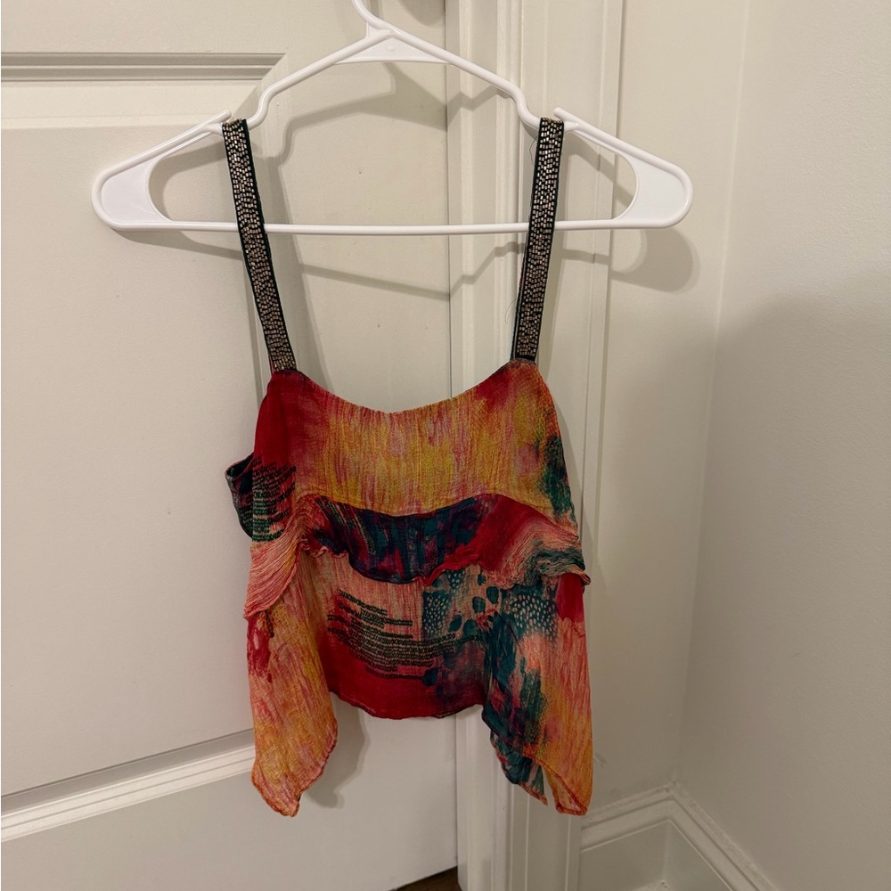 Zara Printed Ruffle Top - Picture 2 of 2